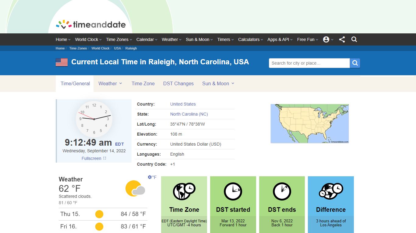 Current Local Time in Raleigh, North Carolina, USA - Time and Date